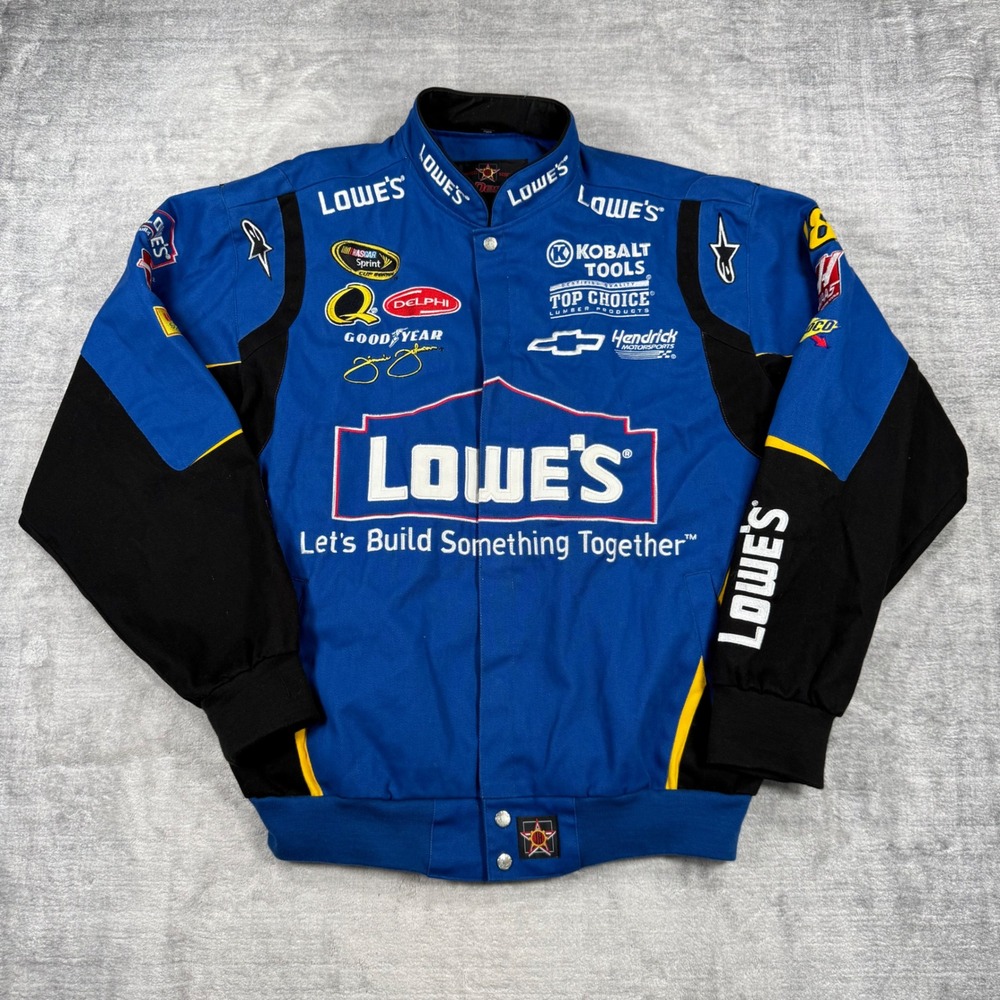 Jimmie Johnson Jacket Mens XL Blue 48 Lowes Racing NASCAR Jeff Hamilton